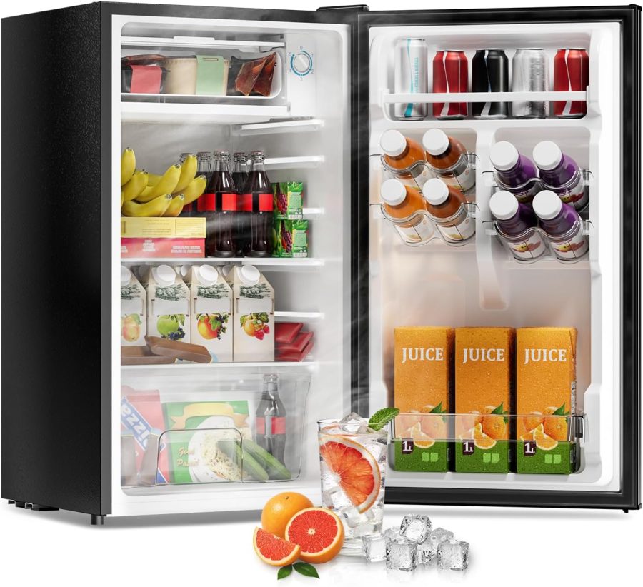 3.2 Cu.Ft Mini Fridge with Freezer, Black-BR321